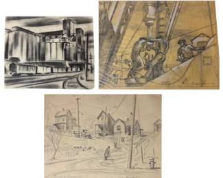 Three FREDERIC JAMES (American, 1915-1985) Industrial Drawings/Sketches