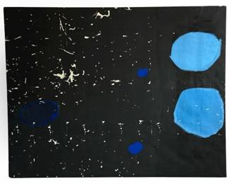 Wall Sized Mid Century Dark Abstract Painting 