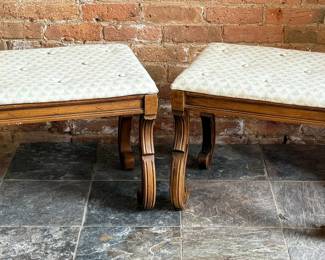 Pair Country French Petite Ottomans