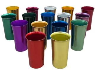 Collection of Mid Century Anodized Aluminum Tumblers, BASCAL & SUNBURST