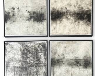 Four Post Modern DAN WELDEN (American, 20th C.) Mixed Media Paintings