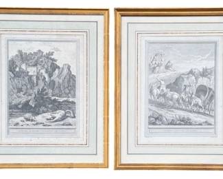 Two Fable Engravings by J.B OUDRY