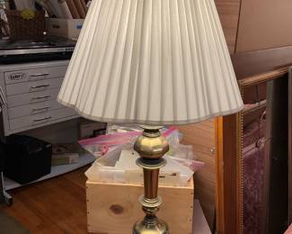 Traditional polished brass baluster lamp with pleated shade (31.5” tall) $100 + tax