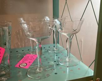Vintage Libby Gilmore etched coupe glasses (set of 4) $38 + tax