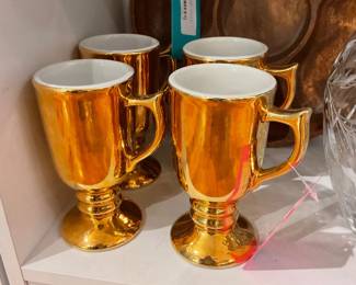 Vintage Sterling china gold plated ceramic coffee mugs (set of 4) $75 + tax