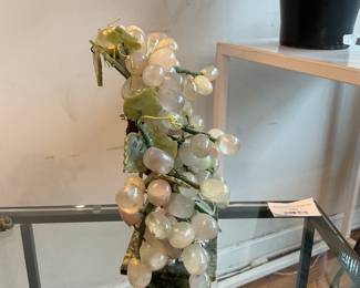 Vintage Chinese pink quartz and jade grape bonsai tree (10” tall) $75 + tax