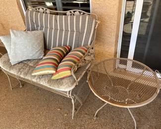 Swinging Patio Love Seat And Side Table