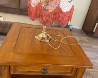Lane End Table And Older Brass Table Lamp