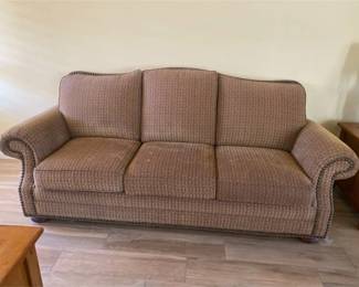 005 Massoud Basketweave Couch With Nailhead Trim