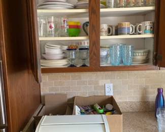 First Apt Dorm Mixed Dishes, Flatware, Cooking Utensils And A Breadbox