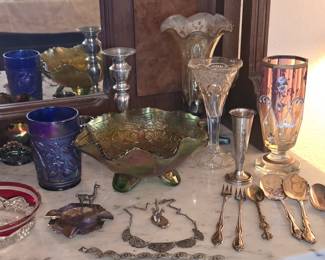 Carnival Glass- Silverplate 