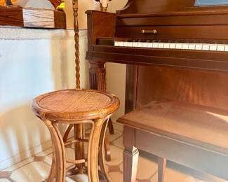vintage rattan and bamboo stool