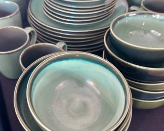 blue dishes and cups set