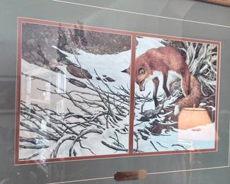 red fox in snowy landscape picture