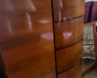Mcm armoire with matching dresser and end table