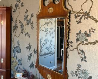  Mahogany and gilt wood mirror designed in American Federal style