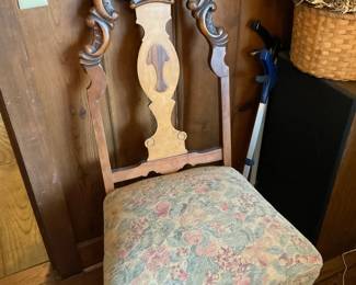Vintage Victorian style carved wood side chair