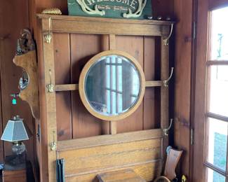  Antique oak hall stand or hall tree