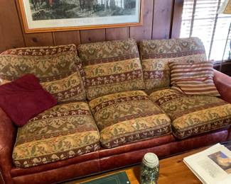 Leather and fabric sofa