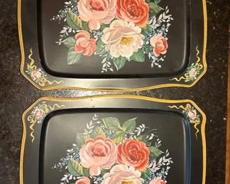 Vintage Metal Floral Trays 