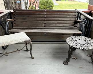 Wood  Metal Glider, Metal Side Table, Metal  Fabric Bench 