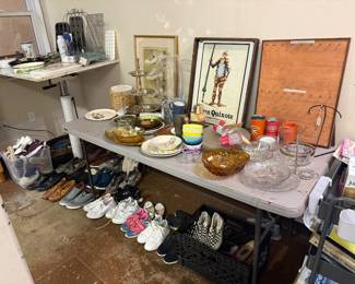 women shoes (size 6-6.5) Mens high quality shoes, vintage dishes and glassware