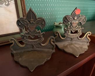 Brass Boyscout bookends