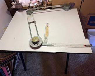 Engineer/Architect's Drafting Table and Drafting Tools and Lamps
