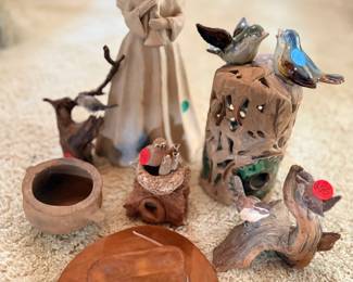 Hand crafted pottery and wood collectibles