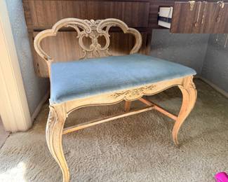 Antique Vanity Bench and Velvet seat