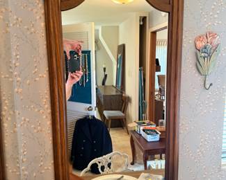 Framed wood wall mirror