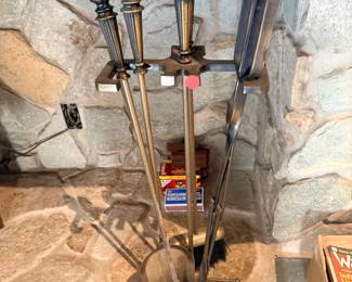 Ages brass fireplace tools