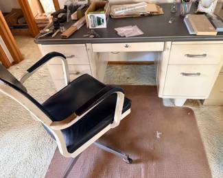 Classic 1940's steel desk and desk chair