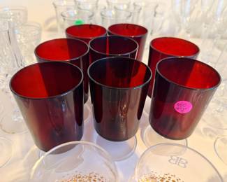 Red glass vintage glasses