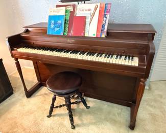 Lester Spinet Piano and Adjustable Antique Stool