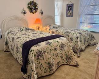 Twin Mattresses and Wicker Headboards