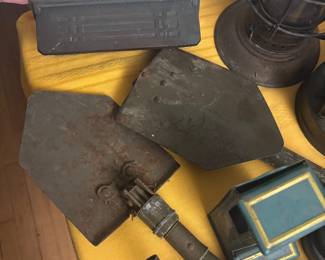 vintage military shovels, art deco mailbox slot