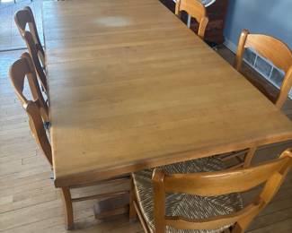 butcher block narrow farm style dining table
