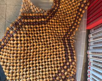vintage car seat pads beaded wood.