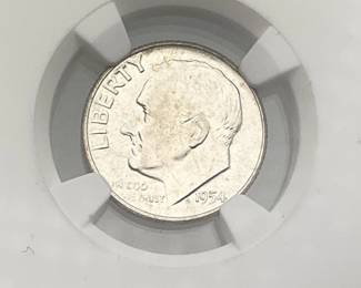 1954 Roosevelt Dime, NGC MS 64
