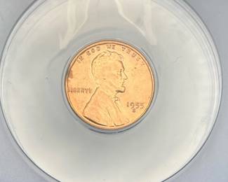 1955-S Lincoln Penny, ANACS MS 66 Red