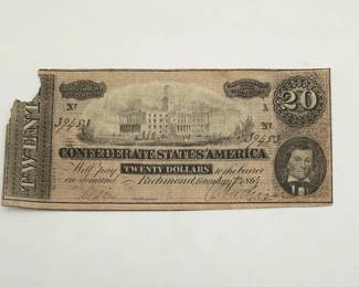 1864 $20 Confederate States of America Note