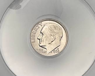 1968-D Roosevelt Dime, ANACS MS 65 FSB