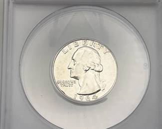 1964-D Washington Quarter ANACS AU 58