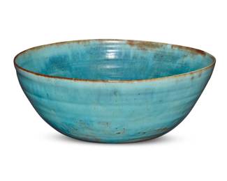 8 Beatrice Wood (1893-1998) A glazed earthenware bowl, mid-20th century Signed to underside: BEATO 5" H x 12.75" Dia., irregular Estimate: $1,500 - $2,000