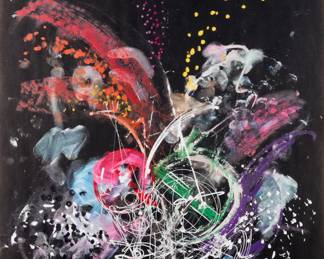 17 Jean Tinguely (1925-1991) "Fontaine Jo Syffert," from "Eight by Eight to Celebrate the Temporary Contemporary," 1984 Screenprint in colors on paper Edition: 146/300 Signed and numbered in white crayon along the lower edge: J. Tinguely; with the printed title in the image; The Museum of Contemporary Art, Los Angeles, CA, pub. Image/Sheet: 41" H x 28.75" W Estimate: $500 - $700