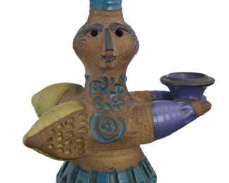 185 Dora De Larios (1933-2018) A glazed stoneware angel effigy vessel, late 20th/early 21st century Incised to underside: de Larios 10.625" H x 9.5" W x 5.5" D Estimate: $1,200 - $1,800