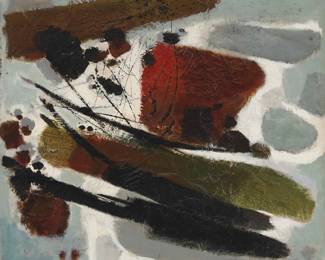 191 Val Arnold Samuelson (1913-2000) "Futurity," circa 1962 Oil on canvas Signed lower right: Val A. Samuelson; titled verso 30" H x 32" W Estimate: $1,000 - $1,500