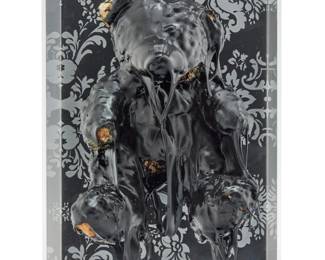 391 Mattia Biagi (b. 1974) Black tar teddy, 2008 Black tar and mixed media mounted in acrylic case Edition: 4/5 Signed, dated, and numbered to case verso: BL Teddy: 14" H x 8.5" W x 6" D; Case: 15.375" H x 10.5" W x 7.75" D Estimate: $800 - $1,200
