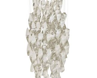 410 A Verner Panton 'Spiral SP1' chandelier Mid/late 20th century Designed 1969 Unmarked With single light and suspended chromed plastic spirals issued from a chromed metal escutcheon, electrified 44" H x 17" Dia. Estimate: $700 - $900